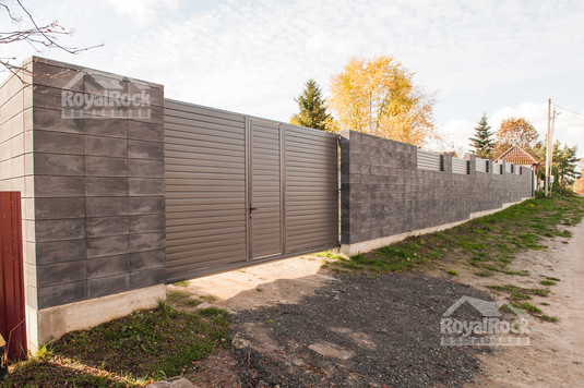 Забор из камня Joniec Roma Horizon Неро с заполнением Ромбус - фото 3